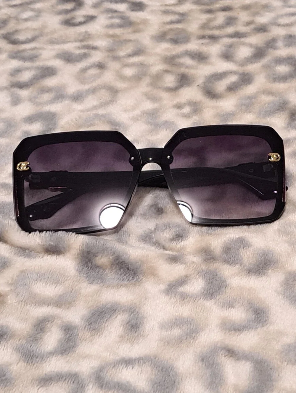Fashion Designer-Inspired Black Square Sunglasses